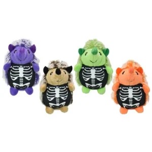Multipet Skeleton Hedgehog Halloween Plush Dog Toy, Assorted Colors