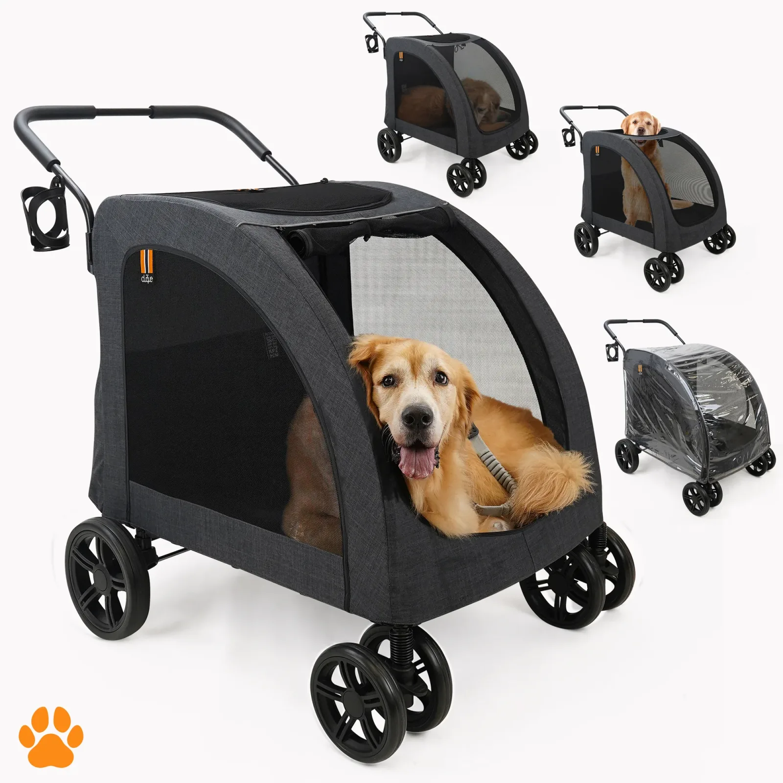 My Duque Chester Pet Stroller with Raincover - Large Dogs Up to 110 lbs - Image 2