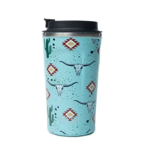 Myra Western Trail Brew Stainless Steel Mug in Cactus Geometry