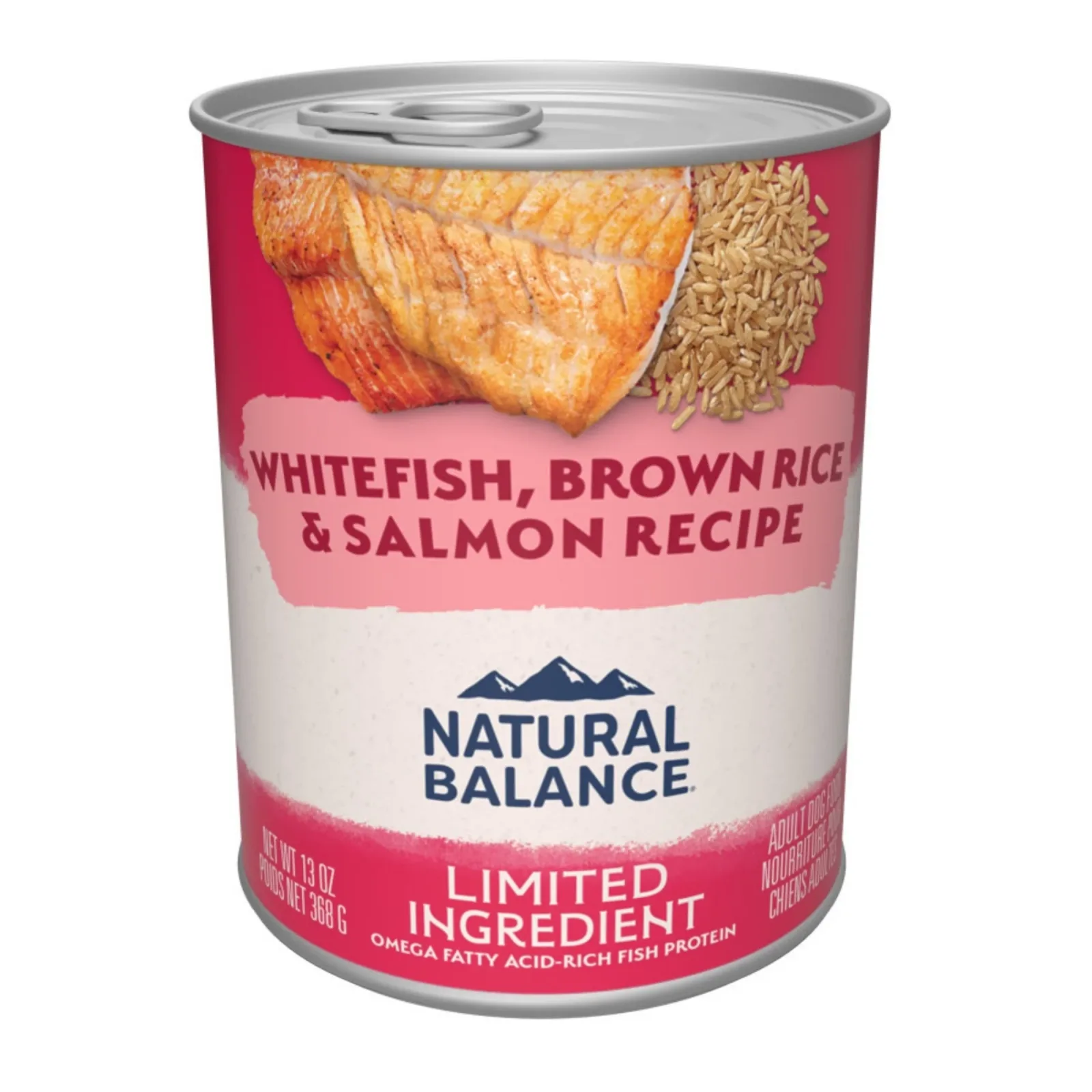Natural Balance Pet Foods Limited Ingredient Canned Dog Food Whitefish, Brown Rice & Salmon, 13 oz