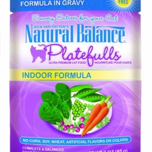 Natural Balance Pet Foods Platefulls Indoor Turkey and Duck Formula In Gravy Cat Wet Food 24Ea/3 Oz, 24 Pk