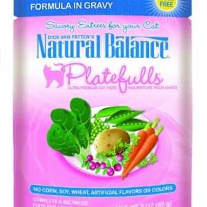 Natural Balance Pet Foods Platefulls Salmon, Tuna and Crab Formula In Gravy Cat Wet Food 24Ea/3 Oz, 24 Pk