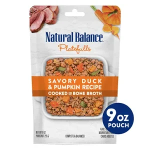 Natural Balance Pet Foods Platefulls Wet Dog Food Savory Duck Pumpkin Recipe, 12ea/9 oz