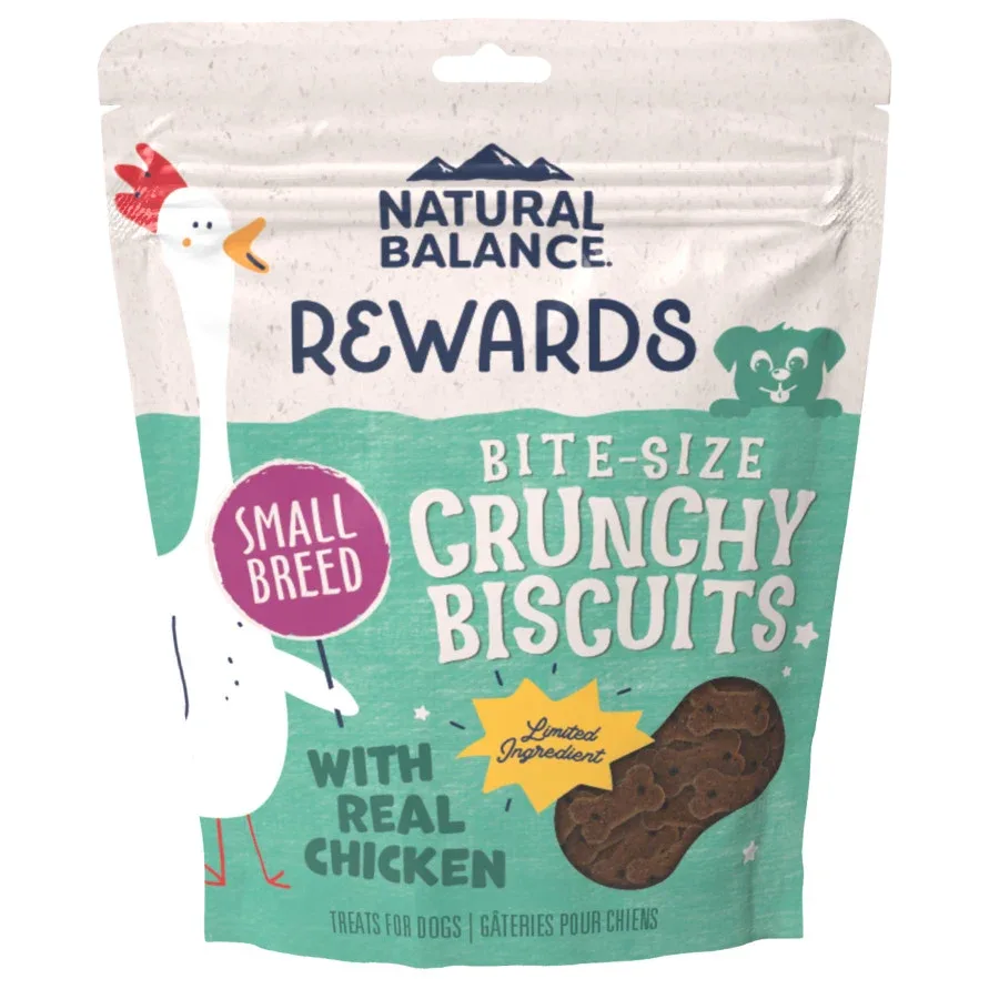 Natural Balance Pet Foods Rewards Bite-Size Crunchy Biscuits Small Breed Dog Treats Chicken 8oz