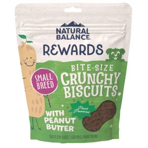 Natural Balance Pet Foods Rewards Bite-Size Crunchy Biscuits Small Breed Dog Treats Peanut Butter 8 oz