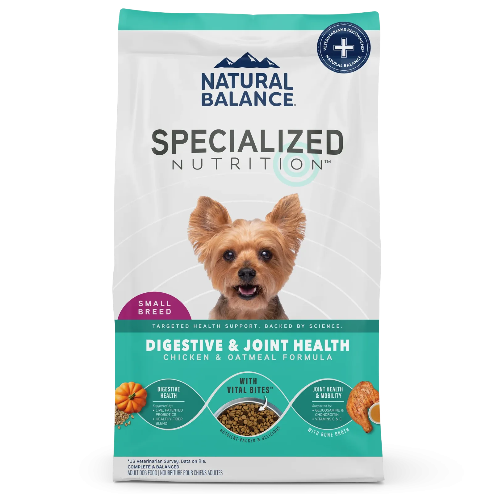 Natural Balance Pet Foods Specialized Small Breed Digestive & Joint Dry Dog Food Chicken & Oatmeal 12 lb