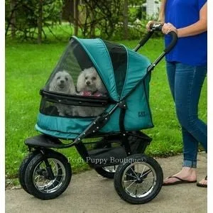 No-Zip Double Pet Stroller- Pine Green
