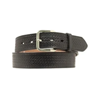 Nocona Basketweave Embossed Leather Belt 28 Black