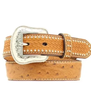 Nocona Boys Leather Ostrich Basketweave Belt 18 Br