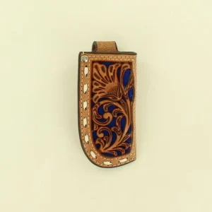 Nocona Buckstitch Pierced Pocket Knife Sheath Blue