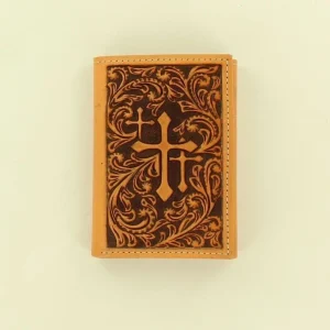 Nocona Scroll Embossed Three Cross TriFold Wallet