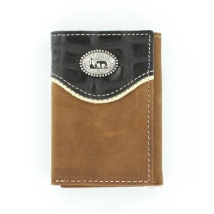 Nocona Tri-Fold Tooled Overlay Cowboy PrayerBk/Wh