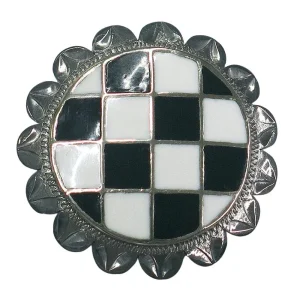 NRS 1.5in Black and White Checkered Screwback Concho
