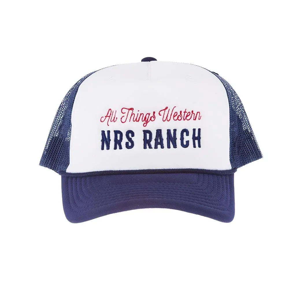 NRS All Things Western Embroidered Navy & White Cap