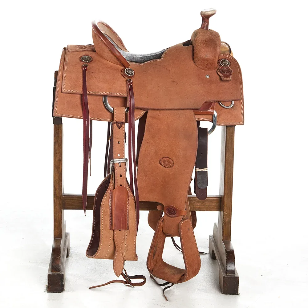 Nrs Competitor Series Used 15in Bull Hide Team Roping Saddle - Image 2