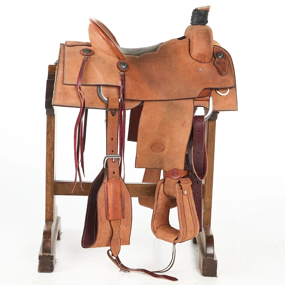 Nrs Competitor Series Used 16in Heavy Oil Inlaid Seat Team Roper - Image 2