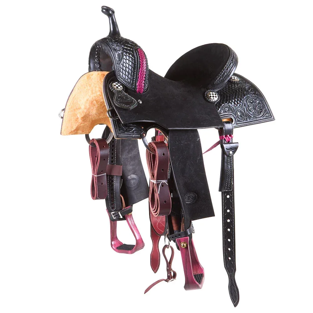 Nrs Competitors Black and Pink Chasin Checks Barrel Saddle