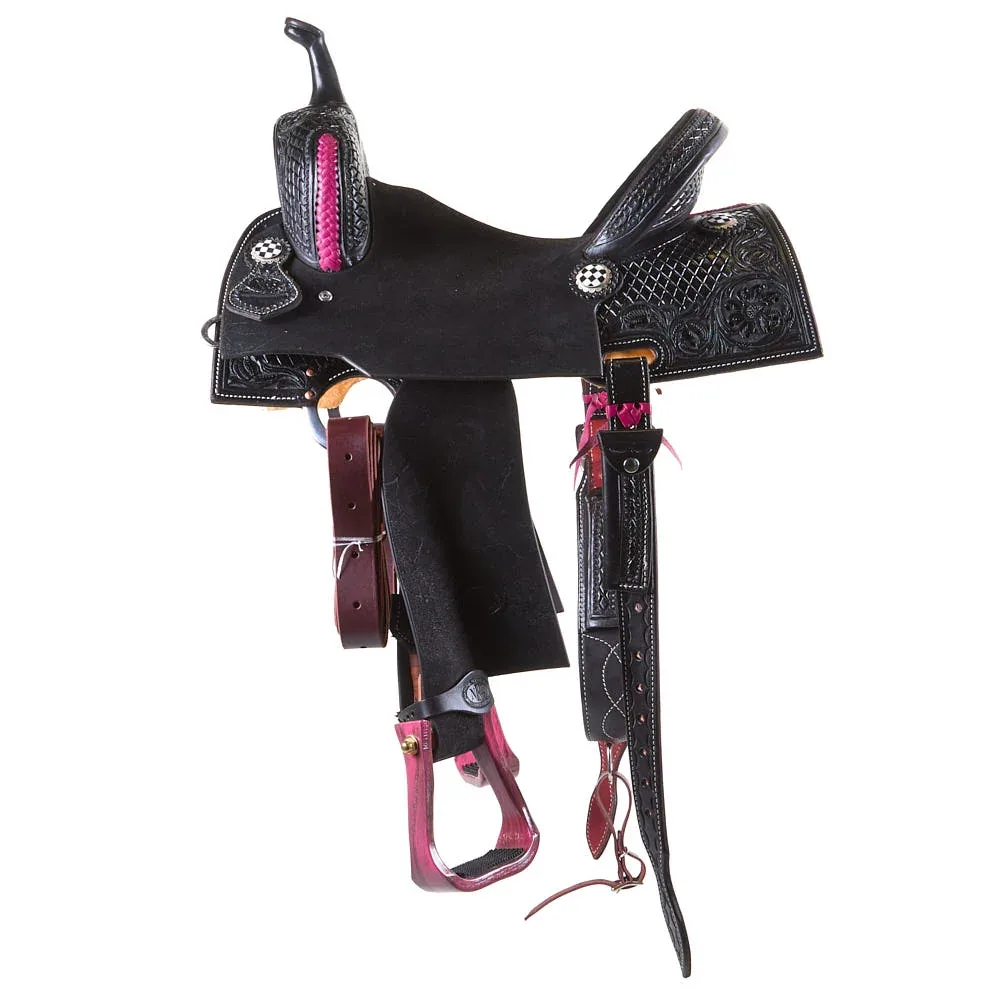 Nrs Competitors Black and Pink Chasin Checks Barrel Saddle - Image 2