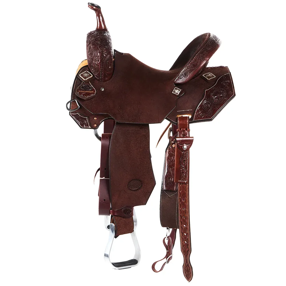Nrs Competitors Chocolate Wyoming Flower Overlay Barrel Saddle - Image 2