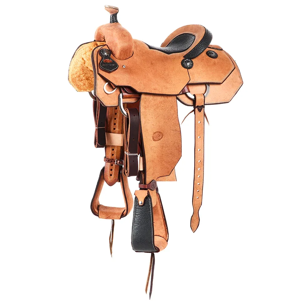 Nrs Competitors Natural Roughout Team Roper with Black Bullhide Accents