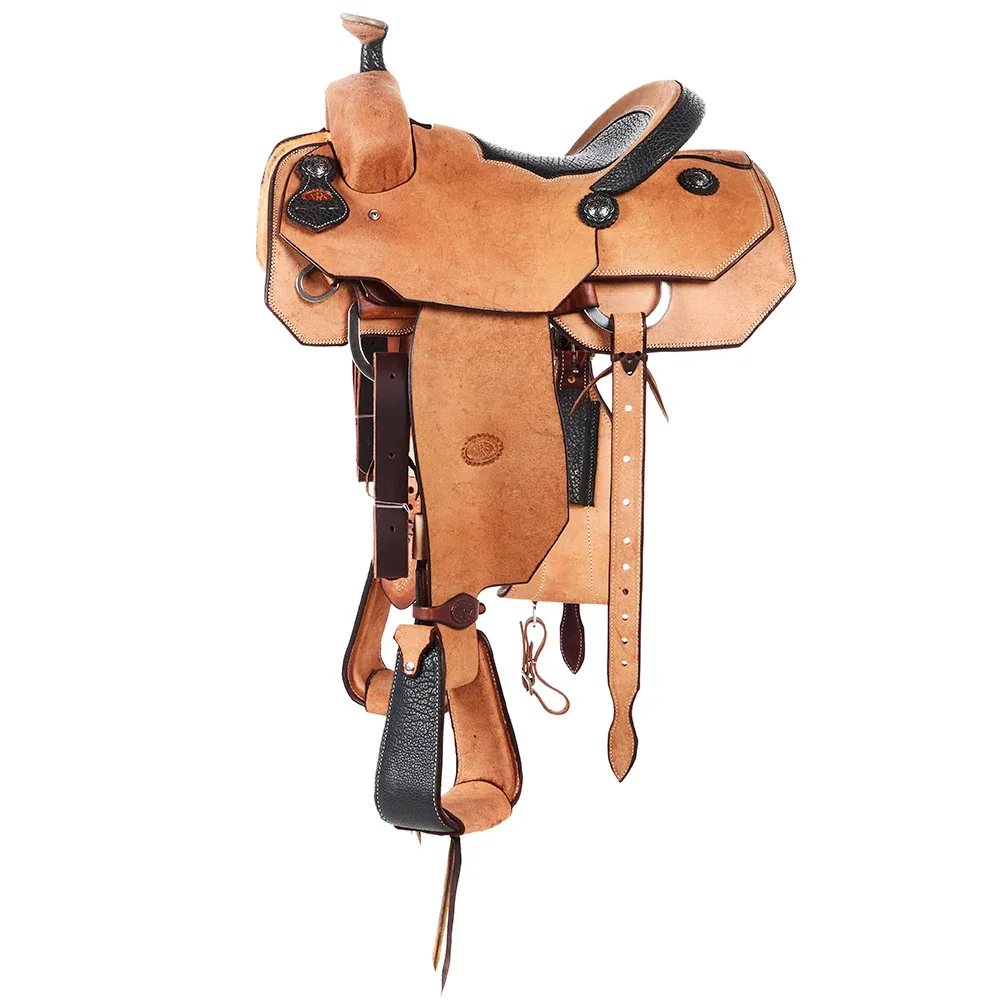 Nrs Competitors Natural Roughout Team Roper with Black Bullhide Accents - Image 2