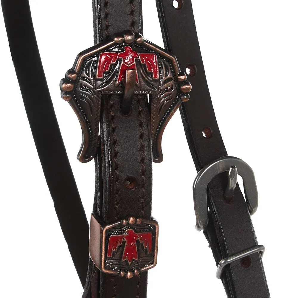 NRS Dark Pink Thunderbird Braided Browband Headstall - Image 2