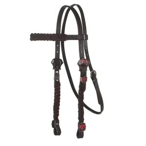 NRS Dark Pink Thunderbird Braided Browband Headstall