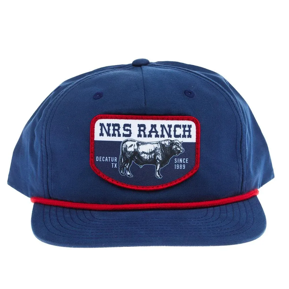NRS Decatur Ranch Bull Logo Navy & Red Rope Cap