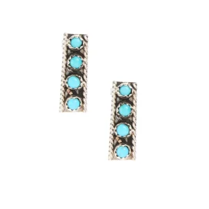 NRS Four Stone Sterling Turquoise Bar Earrings