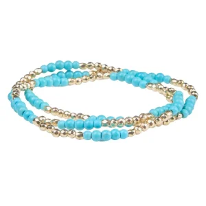 NRS Gold & Turquoise Beaded Stretch Bracelet Set