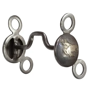 NRS Large Concho Square Port Bit - Bucking Horse
