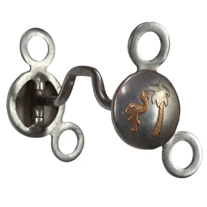 NRS Large Concho Square Port Bit - Flamingo & Palm Tree