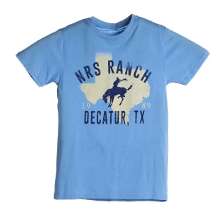 NRS Light Blue Bucking Horse Texas Logo Tee Shirt