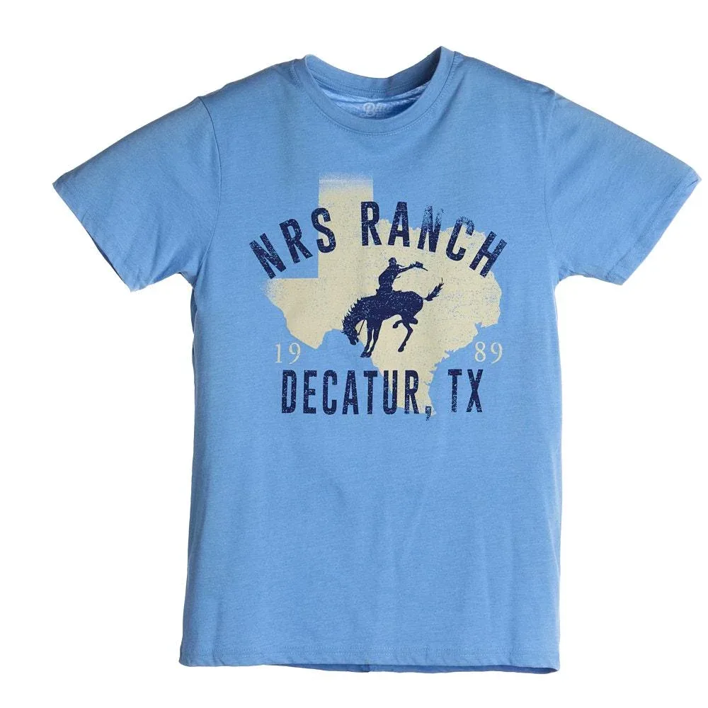 NRS Light Blue Bucking Horse Texas Logo Tee Shirt