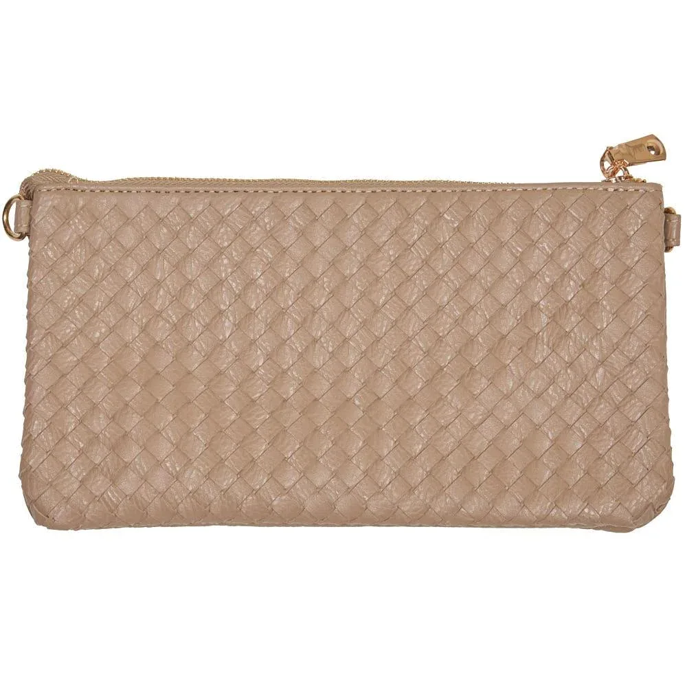 NRS Medium Taupe Woven Clutch