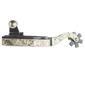 NRS Men's Black & Silver Engraved Spurs