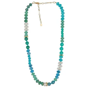 NRS Mixed Blue Pearl Stone Beaded Necklace