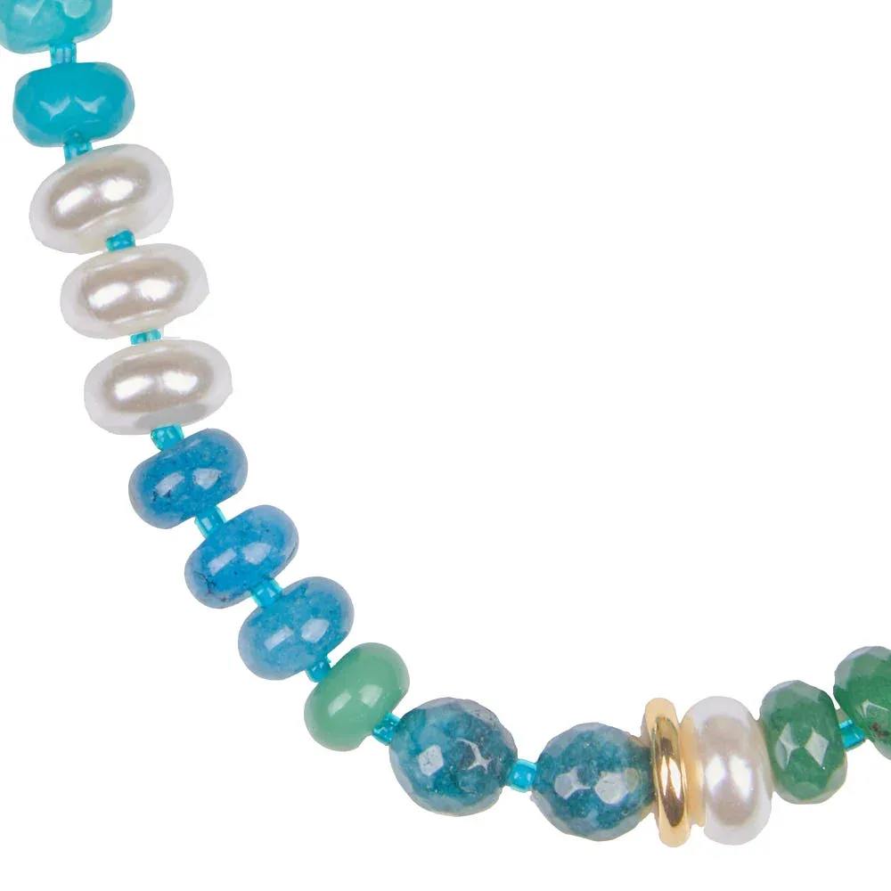 NRS Mixed Blue Pearl Stone Beaded Necklace - Image 2