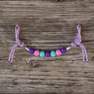 NRS Purple Turquoise Pink Cactus Silicone Beaded Gag Bit Curb Strap