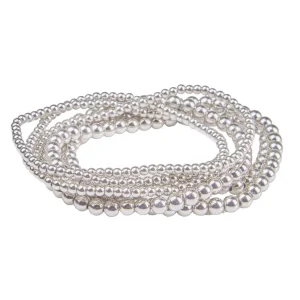 NRS Silver Beaded 6-Strand Stretch Bracelet Set