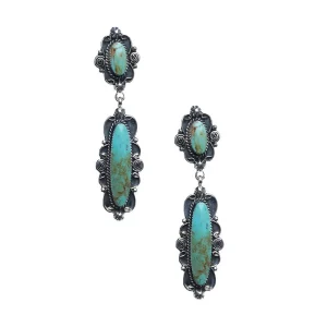 NRS Silver & Turquoise Deco Drop Earrings