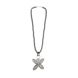 NRS Sterling Silver Butterfly Navajo Pearl Necklace