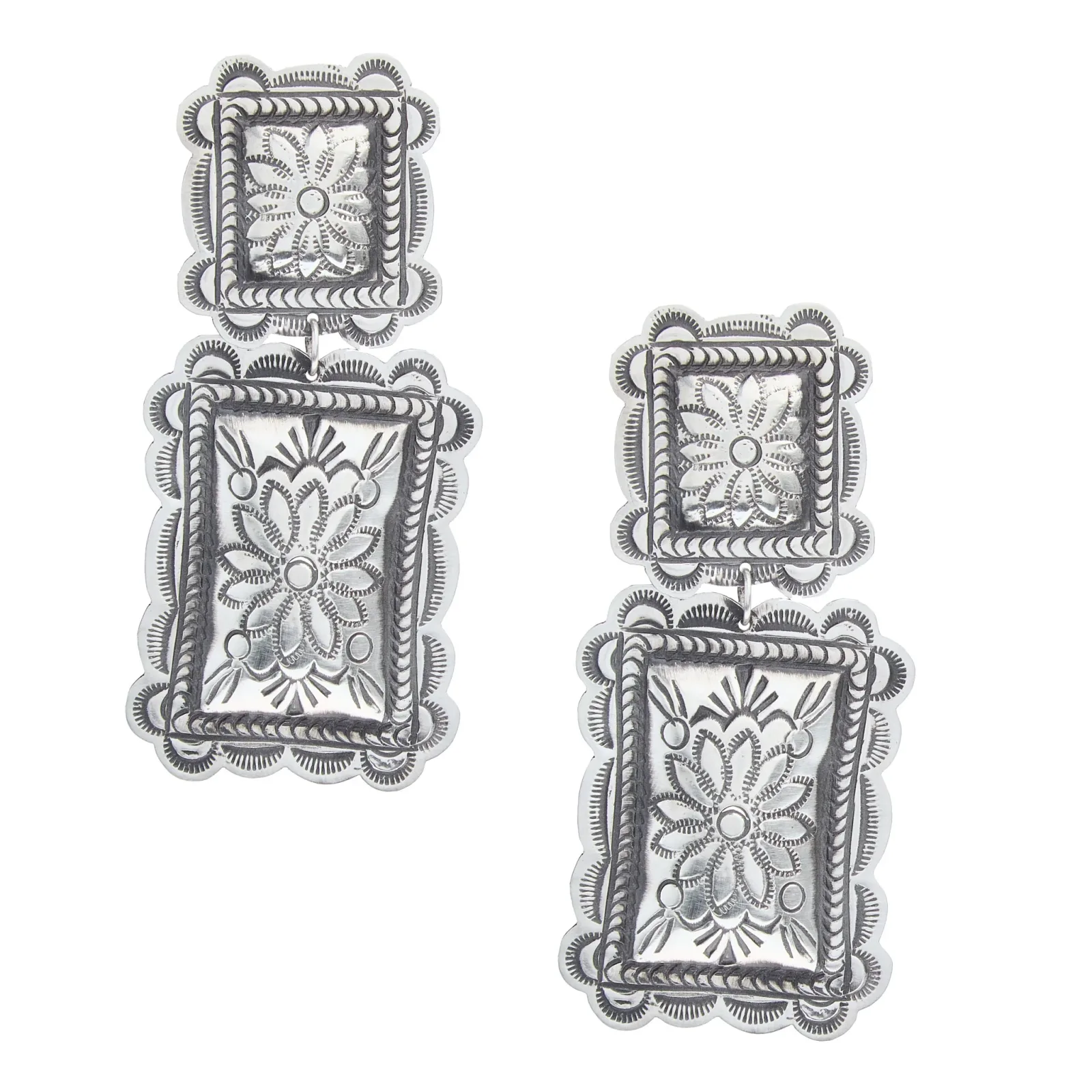 NRS Sterling Silver Square Concho Earring - Image 2
