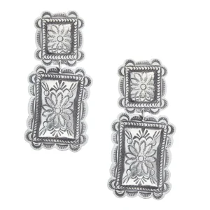 NRS Sterling Silver Square Concho Earring
