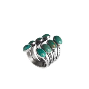 NRS Sterling Silver Turquoise Detailed Open Ring