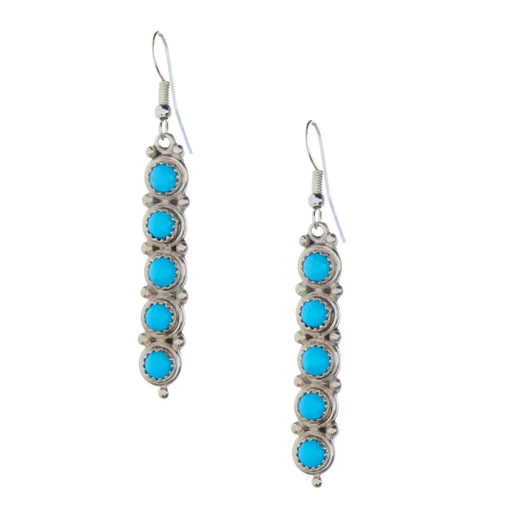NRS Sterling Turquoise Inlay Bar Dangle Earrings