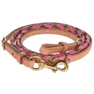 NRS Tack 5/8in Pink and Leopard Laced Barrel Reins