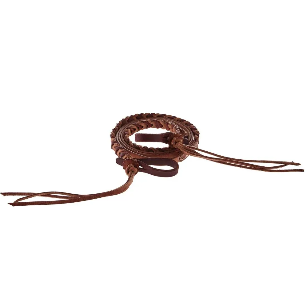 NRS Tack 5/8x8ft Braided Harness Two Tone Latigo Reins