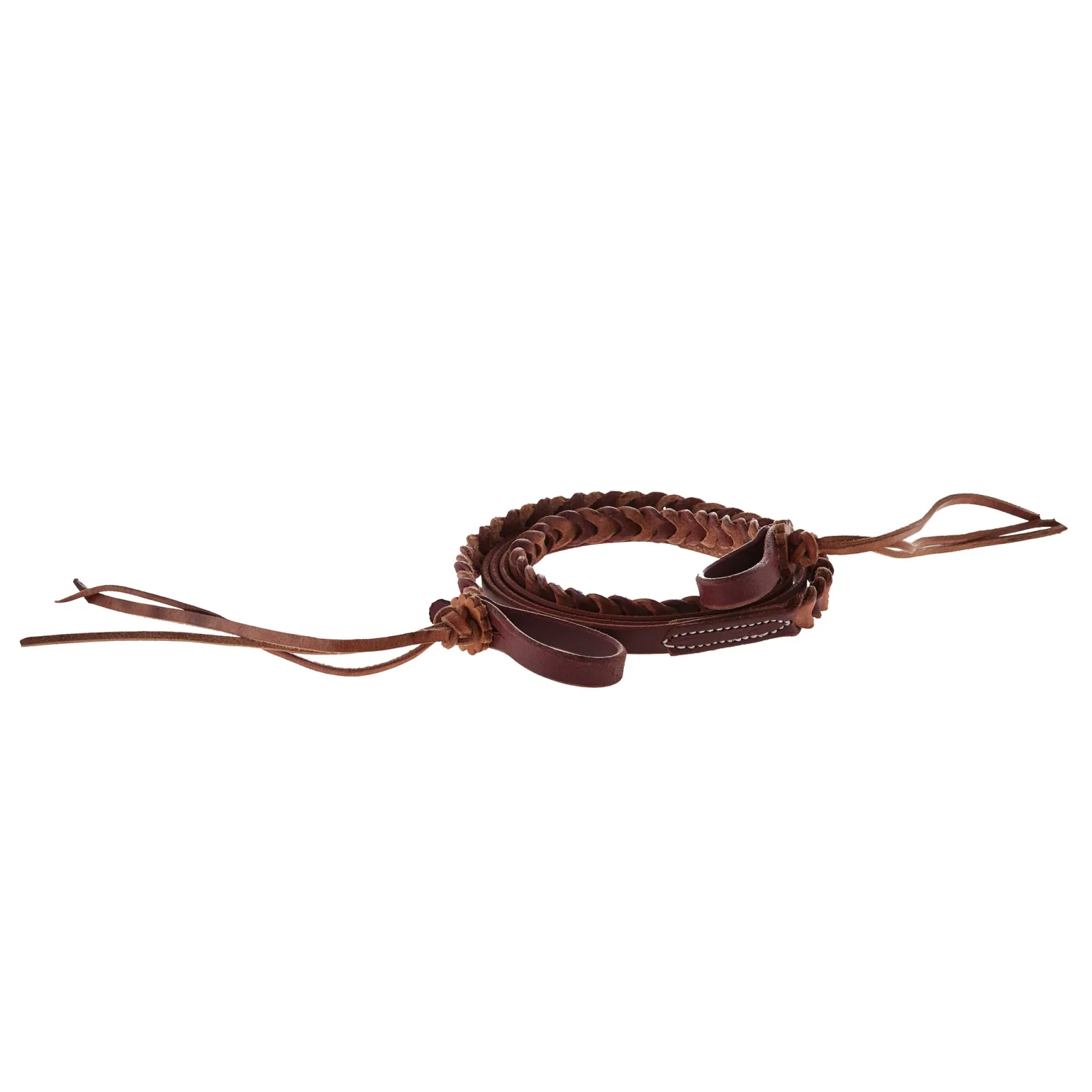 NRS TACK 5/8x8ft Braided Latigo Two Tone Herman Oak Rein - Image 2