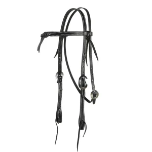 NRS TACK Black Stitched Knotted Browband Headstall